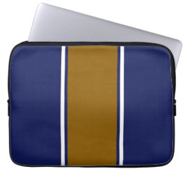 Sportieve Marine Gouden Bruin Witte Verticale Stre Laptop Sleeve