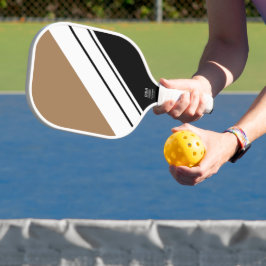 Sportieve Mocha Bruin Zwart Wit Racing Stripes Pickleball Paddle