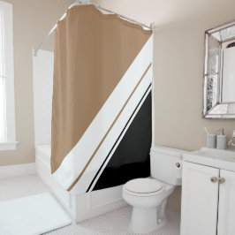 Sportieve Mocha Slanke Zwart Wit Racing Stripes Douchegordijn