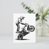 Sportieve motor stunt feestdagenkaart (Staand voorkant)