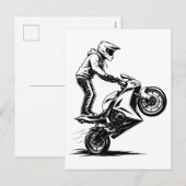 Sportieve motor stunt feestdagenkaart (Voorkant / Achterkant)