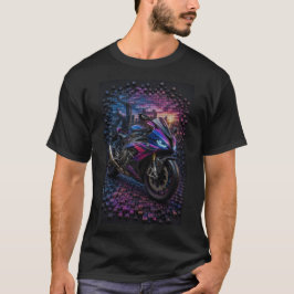 Sportieve motorfiets mozaïek kunst grafische T-shi T-shirt