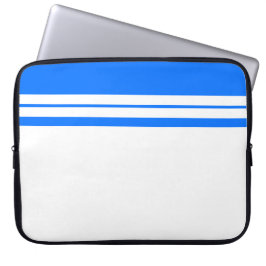 Sportieve nautische blauwe top racestrepen op wit laptop sleeve