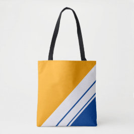 Sportieve nautische gele diepblauwe witte strepen tote bag