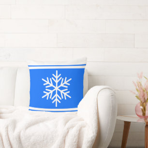 Sportieve Noordse Sneeuwvlok Helder Blauw Witte St Kussen