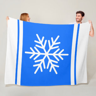 Sportieve Nordic Snowflake Alpine Blue White Strip Fleece Deken