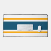 Sportieve Ocean Blue Yellow Racing Stripes op wit Bureaumat (Keyboard & Muis)