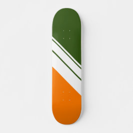 Sportieve Oranje Forest Green White Racing Stripes Persoonlijk Skateboard