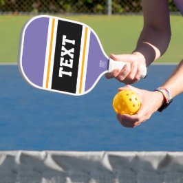 Sportieve Paarse Geel Zwart Wit Racing Stripes Pickleball Paddle