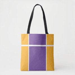 Sportieve Paarse goudgele split racestrepen Tote Bag