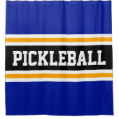 Sportieve PICKLEBALL Deep Blue Black Racing Stripe Douchegordijn (Voorkant)