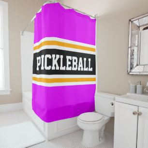 Sportieve PICKLEBALL Helder Roze Zwart Racing Stri Douchegordijn