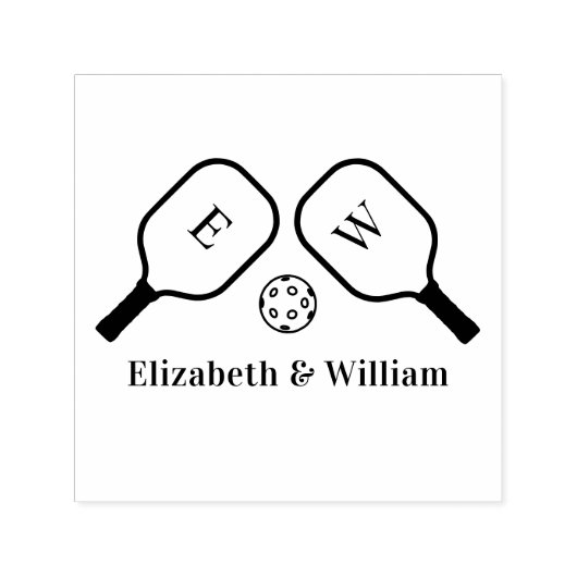 Sportieve Pickleball Paddles Ball Paar Wedding Naa Zelfinktende Stempel (Design)