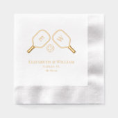 Sportieve Pickleball Paddles bruiloft paar Folie Servetten (Voorkant)