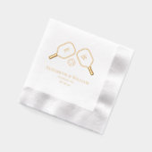 Sportieve Pickleball Paddles bruiloft paar Folie Servetten (Links)