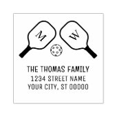 Sportieve Pickleball-paddles en bal Naam Adres Rubberstempel (Afrduk)