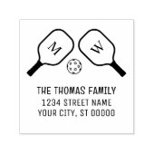 Sportieve Pickleball Paddles en Ball Naam Adres Zelfinktende Stempel (Design)