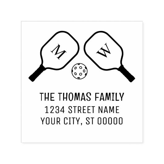 Sportieve Pickleball Paddles en Ball Naam Adres Zelfinktende Stempel (Design)
