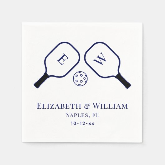 Sportieve Pickleball Paddles Trouwdag DIY Kleuren Servet (Voorkant)