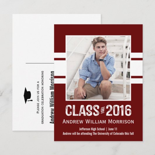 Sportieve Prep Afstuderen Fotoklas van 2016 Uitnodiging Briefkaart (Voorkant / Achterkant)