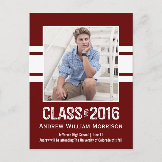 Sportieve Prep Afstuderen Fotoklas van 2016 Uitnodiging Briefkaart (Voorkant)
