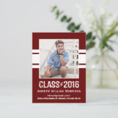 Sportieve Prep Afstuderen Fotoklas van 2016 Uitnodiging Briefkaart (Staand voorkant)