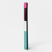 Sportieve pret brede heldere roze witte aqua strep Case-Mate iPhone case (Achterkant/links)