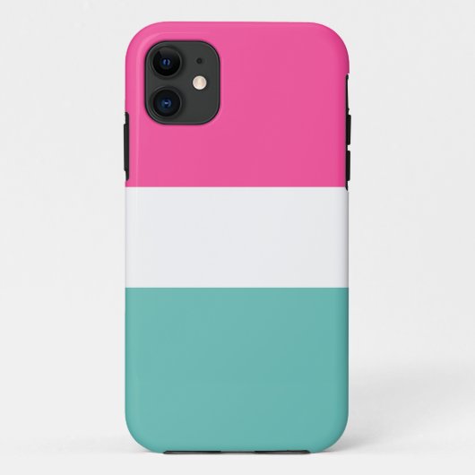 Sportieve pret brede heldere roze witte aqua strep Case-Mate iPhone case (Achterkant)