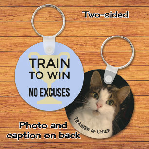 Sportieve quote foto motivatie blauw sleutelhanger