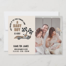 Sportieve Race Auto Baby Boy Geboorte Aankondiging