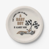 Sportieve Race Car Boy Baby shower Papieren Bordje (Voorkant)