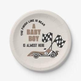 Sportieve Race Car Boy Baby shower Papieren Bordje