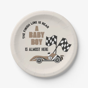 Sportieve Race Car Boy Baby shower Papieren Bordje