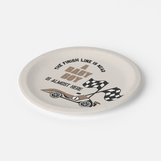 Sportieve Race Car Boy Baby shower Papieren Bordje (Gekanteld)