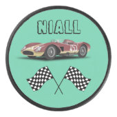 Sportieve raceauto gepersonaliseerd hockey puck (Voorkant)