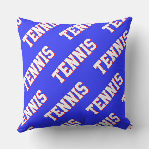 Sportieve Retro Witte Rode TENNIS Tekst Op Koninkl Kussen