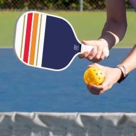 Sportieve rode Sinaasappels witte racestrepen op N Pickleball Paddle