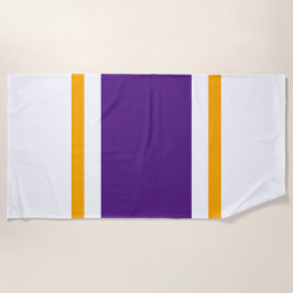 Sportieve Royal Paarse gele witte racestrepen Strandlaken