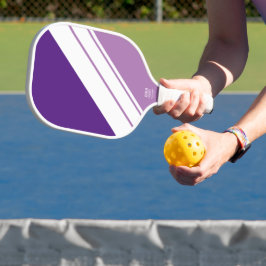 Sportieve Royal Paarse Lavendel Witte Racing Strip Pickleball Paddle
