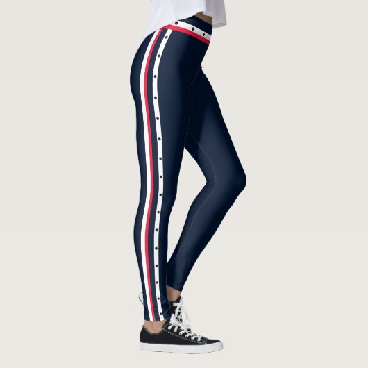 Sportieve Side Stripe Mode Rood Wit Navy Belt Leggings (Rechts)