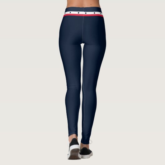 Sportieve Side Stripe Mode Rood Wit Navy Belt Leggings (Achterkant)