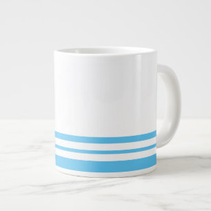 Sportieve Sky Blue White Twin Bold Racing Stripes Grote Koffiekop