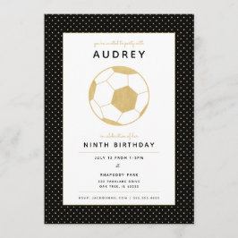 Sportieve Soccer Star Sports Party in zwart en gou Kaart