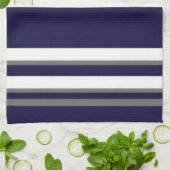 Sportieve Stripes-Blauw grijs & wit ontwerp Theedoek (Gevouwen)