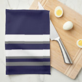 Sportieve Stripes-Blauw grijs & wit ontwerp Theedoek (Quarter Fold)