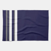 Sportieve Stripes-Blauw grijs & wit ontwerp Theedoek (Horizontaal)