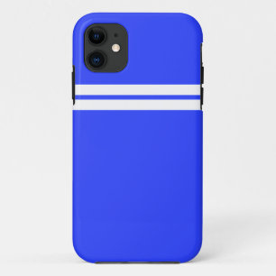 Sportieve Twin White Racing Stripes op Royal Blue Case-Mate iPhone Case