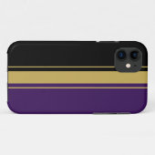 Sportieve verfijnde zwarte Paarse bruine racestrep Case-Mate iPhone Case (Achterkant (horizontaal))