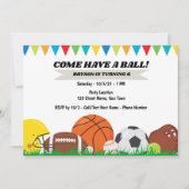 Sportieve verjaardagsuitnodiging kaart (Voorkant)