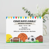 Sportieve verjaardagsuitnodiging kaart (Staand voorkant)